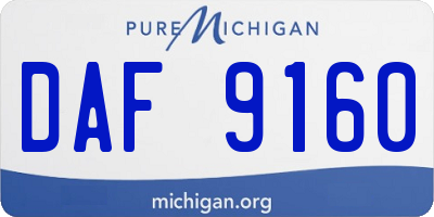 MI license plate DAF9160