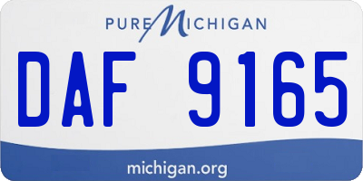 MI license plate DAF9165