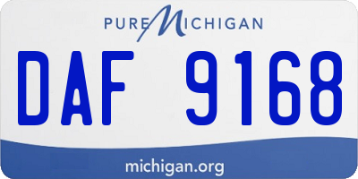 MI license plate DAF9168