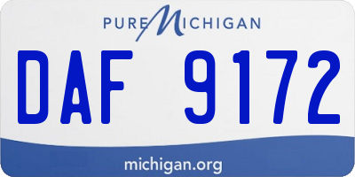 MI license plate DAF9172