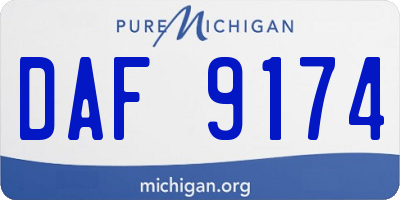 MI license plate DAF9174