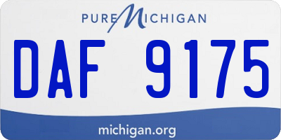 MI license plate DAF9175