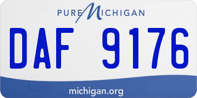 MI license plate DAF9176