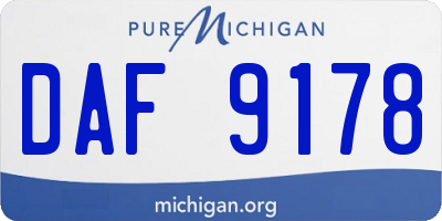 MI license plate DAF9178