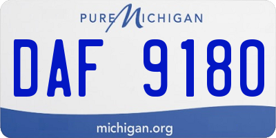 MI license plate DAF9180