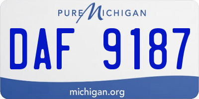 MI license plate DAF9187