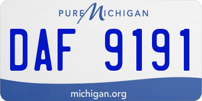MI license plate DAF9191