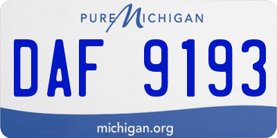 MI license plate DAF9193