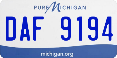 MI license plate DAF9194