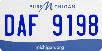 MI license plate DAF9198