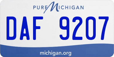 MI license plate DAF9207