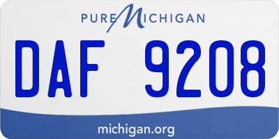 MI license plate DAF9208