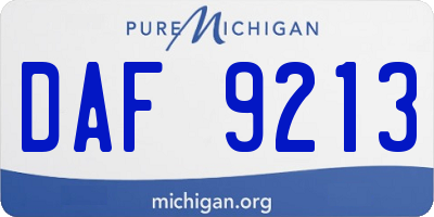 MI license plate DAF9213