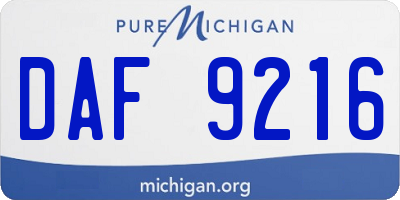 MI license plate DAF9216