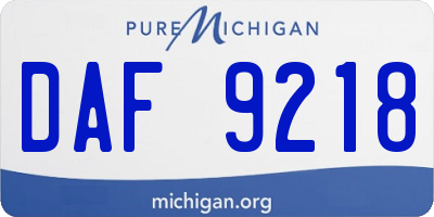 MI license plate DAF9218