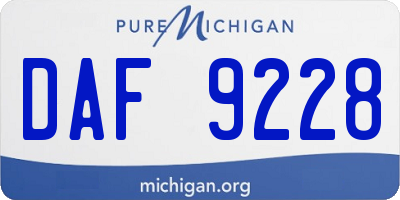 MI license plate DAF9228