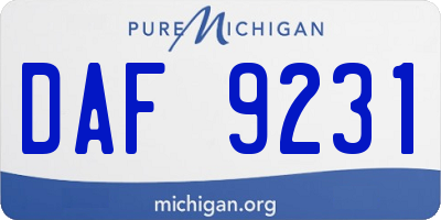 MI license plate DAF9231