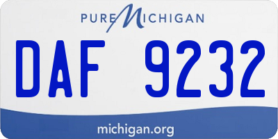 MI license plate DAF9232