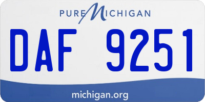 MI license plate DAF9251