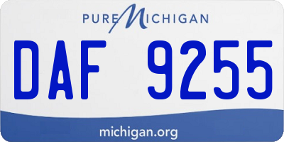 MI license plate DAF9255