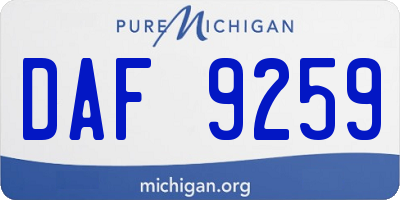 MI license plate DAF9259