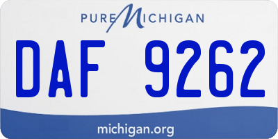 MI license plate DAF9262