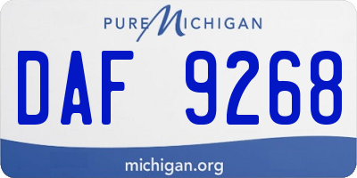 MI license plate DAF9268