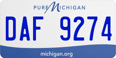MI license plate DAF9274
