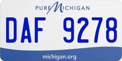 MI license plate DAF9278