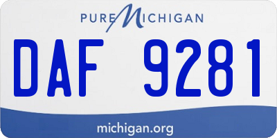 MI license plate DAF9281