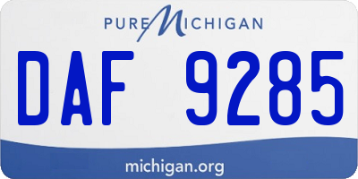 MI license plate DAF9285