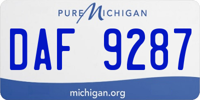 MI license plate DAF9287