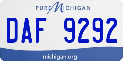 MI license plate DAF9292