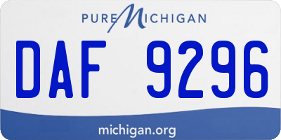 MI license plate DAF9296