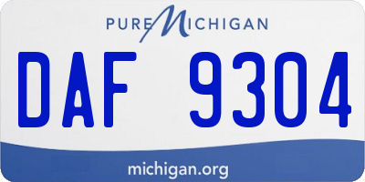 MI license plate DAF9304