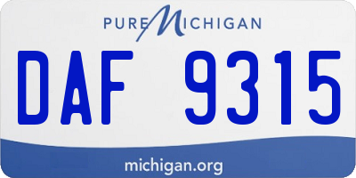 MI license plate DAF9315