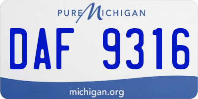 MI license plate DAF9316