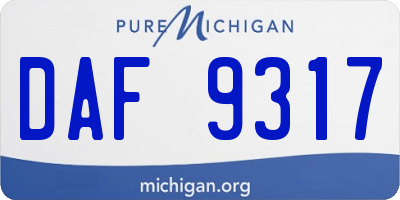 MI license plate DAF9317