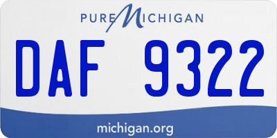MI license plate DAF9322