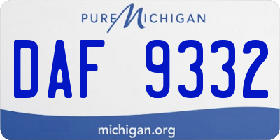 MI license plate DAF9332