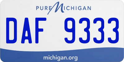 MI license plate DAF9333
