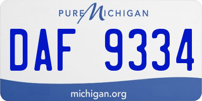 MI license plate DAF9334