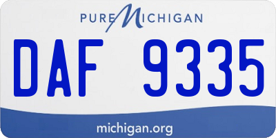 MI license plate DAF9335