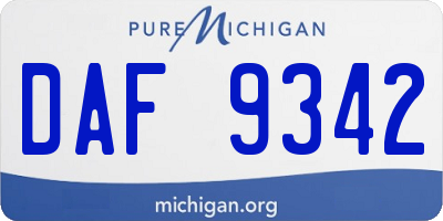 MI license plate DAF9342