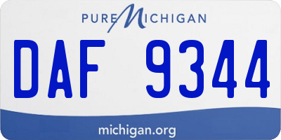 MI license plate DAF9344