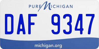 MI license plate DAF9347