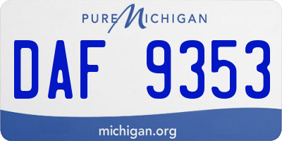 MI license plate DAF9353