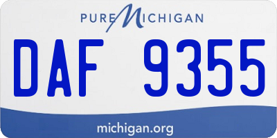 MI license plate DAF9355