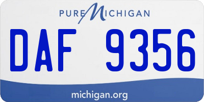 MI license plate DAF9356