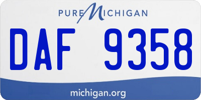 MI license plate DAF9358